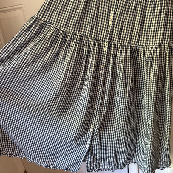 DOEN x GAP black white gingham plaid puff prairie cottage button up midi dress - Picture 2 of 9